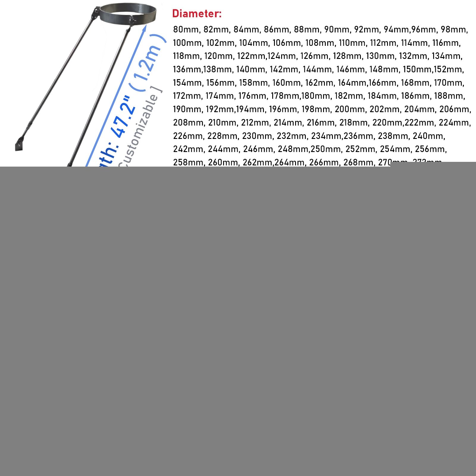 Juego de soportes de tubo de chimenea con abrazadera de aro, patas conectables, tornillos, soporte de montaje en techo/pared/suelo para tuberías de estufa, tubos de drenaje de agua de lluvia