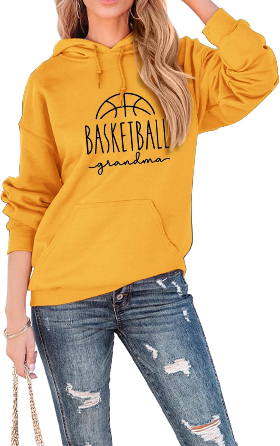 Grandmother Hooded Sweatshirt for Women Basketball Grandma Hoodies Basketball Lover Graphic Long Sleeve Shirts