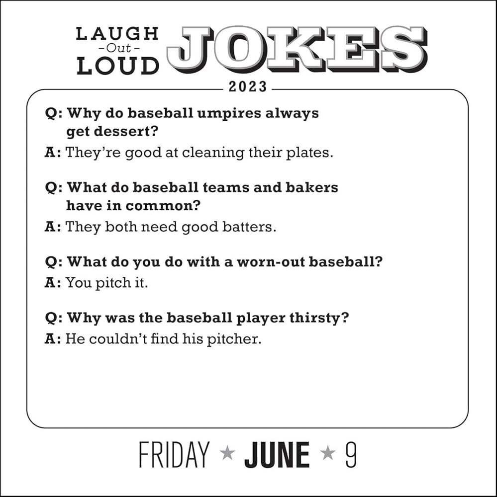 Laugh-Out-Loud Jokes 2023 Day-to-Day Calendar: 1,000 Punny Jokes: Elliott, Rob: 9781524872908: Amazon.com: Books Laugh-Out-Loud Jokes 2023 Day-to-Day Calendar: 1,000 Punny Jokes: Elliott, Rob: 9781524872908: Amazon.com: Books