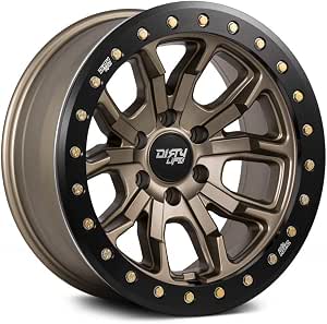 Dirty Life DT-1 Satin Gold W/Simulated Ring Wheel with Alloy Steel (17 x 9. inches /5 x 78 mm, -12 mm Offset)