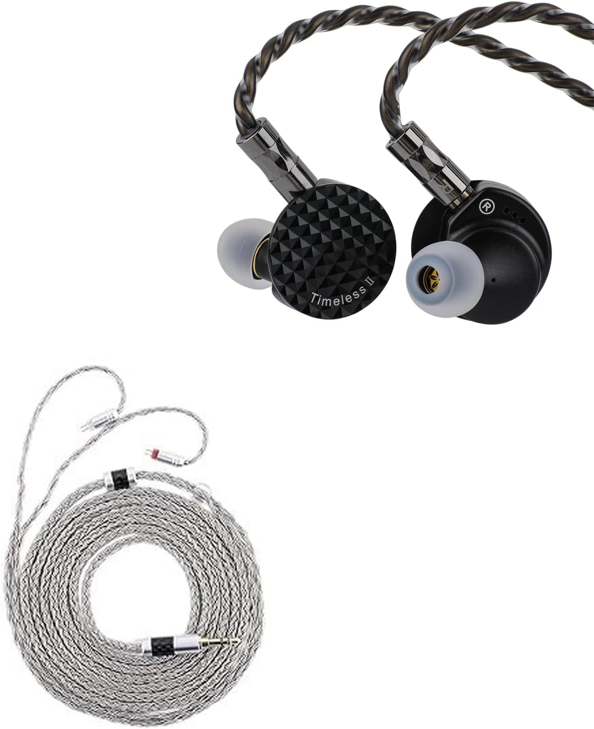 Linsoul 7Hz Timeless II in Ear Monitor, Upgraded 14.5mm Planar Magnetic Driver IEM, Wired Earbuds(Timeless II) Tripowin Zonie IEM Cable, 2m Long Earbud Cord, 16 Core Silver Plated Earphone