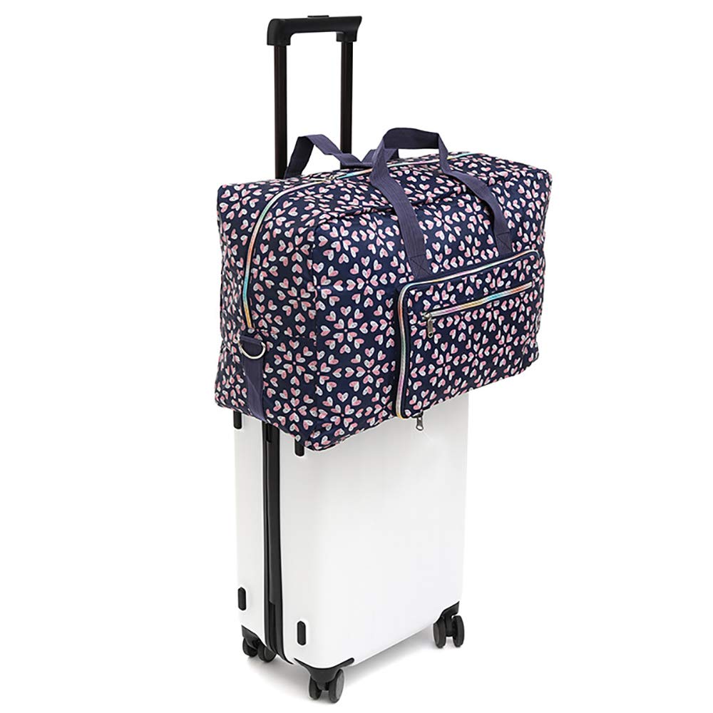 Arxus Grande Borsone Pieghevole da Borsone da Trasporto con Borsa da Viaggio e Tracolla (Fiore Cuore)