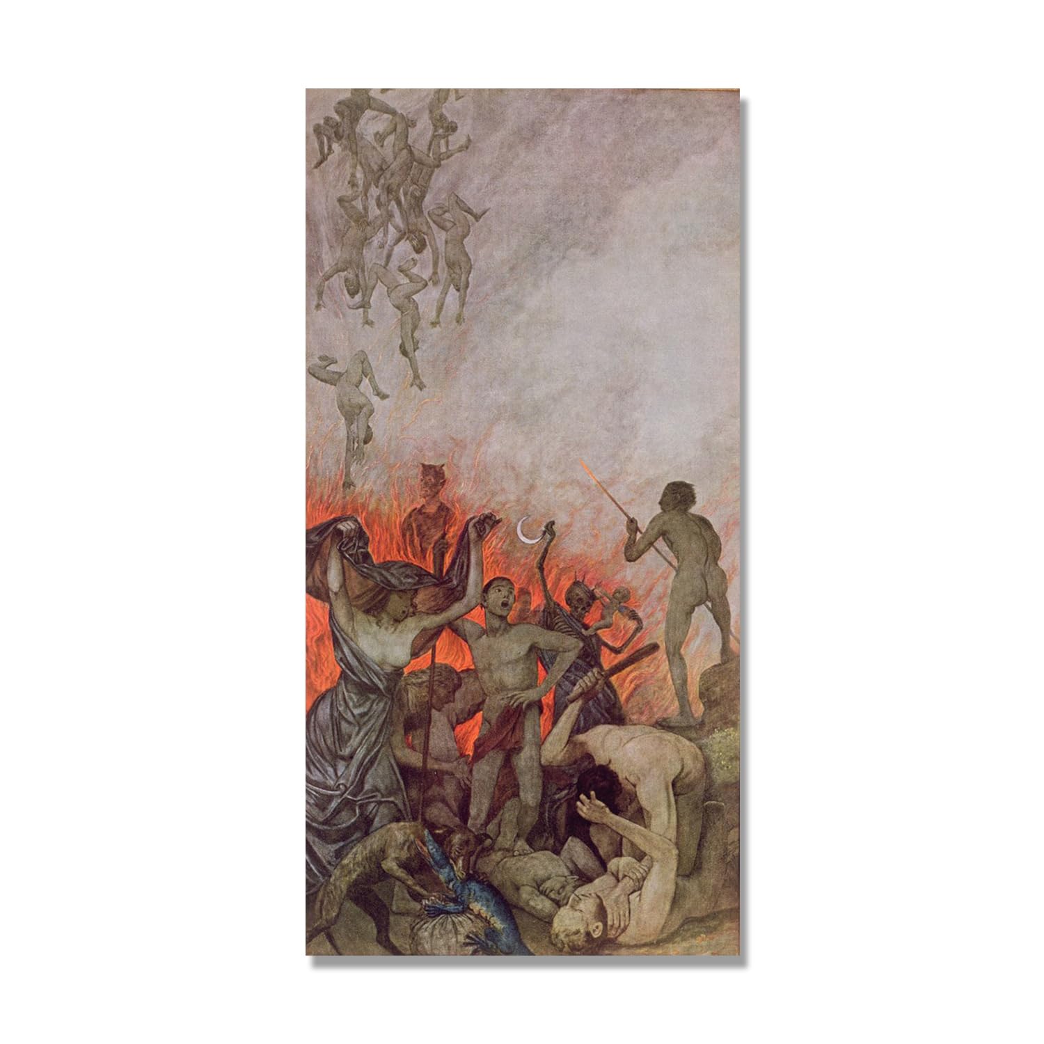 NHLDZYH Hans Thoma Style Canvas Wall Art - (Untitled 33), German Romantic Realism Painting with Symbolic Nature, Rustic Country Home Decor. 60x120cm-23.7x47.3in. Only Canvas