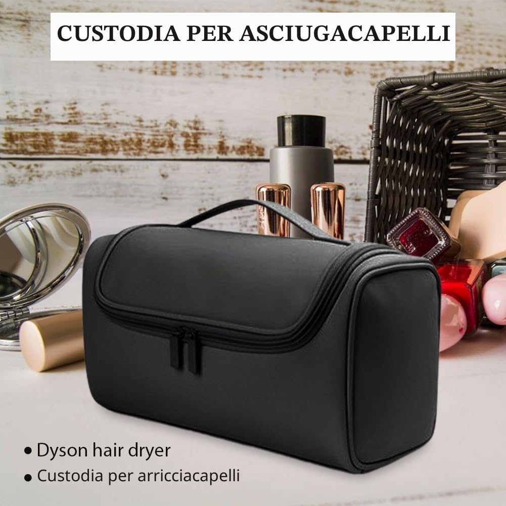 Borsa da viaggio per Dyson Airwrap Styler e Shark, custodia portatile per Dyson Supersonic e accessori, borsa per asciugacapelli con ganci per strumenti di modellazione e accessori (nero)