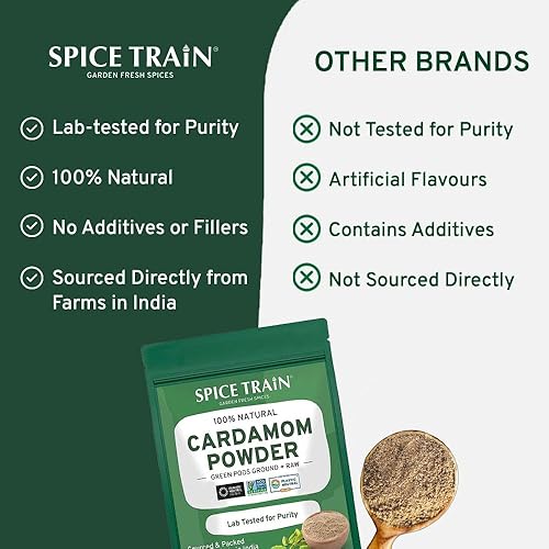 Miniatura 6 de SPICE TRAIN - Cardamomo orgánico molido Elaichi 10 onzas certificado por el USDA sin organismos genéticamente modificados 100 crudo viene en bolsa