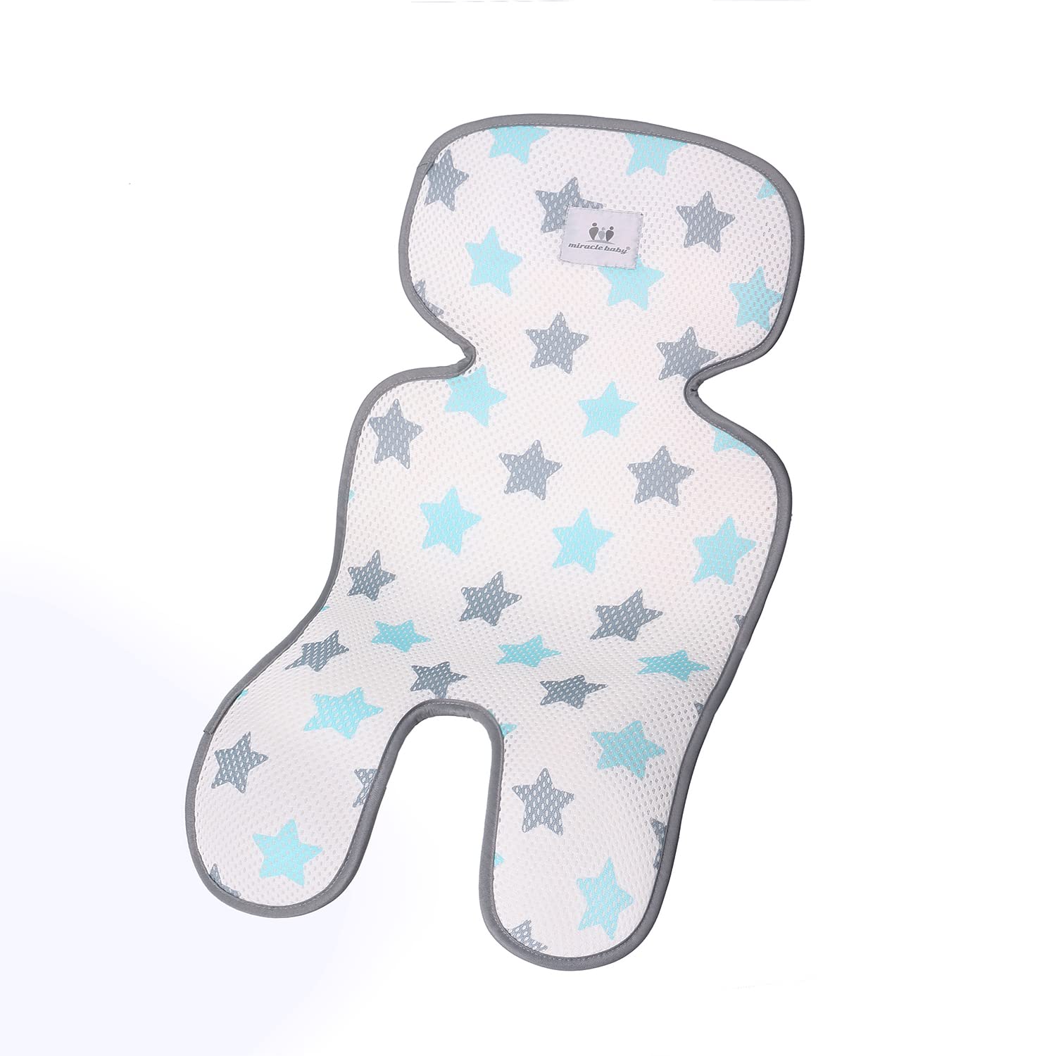 3D Mesh Stroller Liner Infant Baby Cushion Pad Cool Seat Insert for Stroller Infant Cushion Pad (Single Layer, Blue Star)