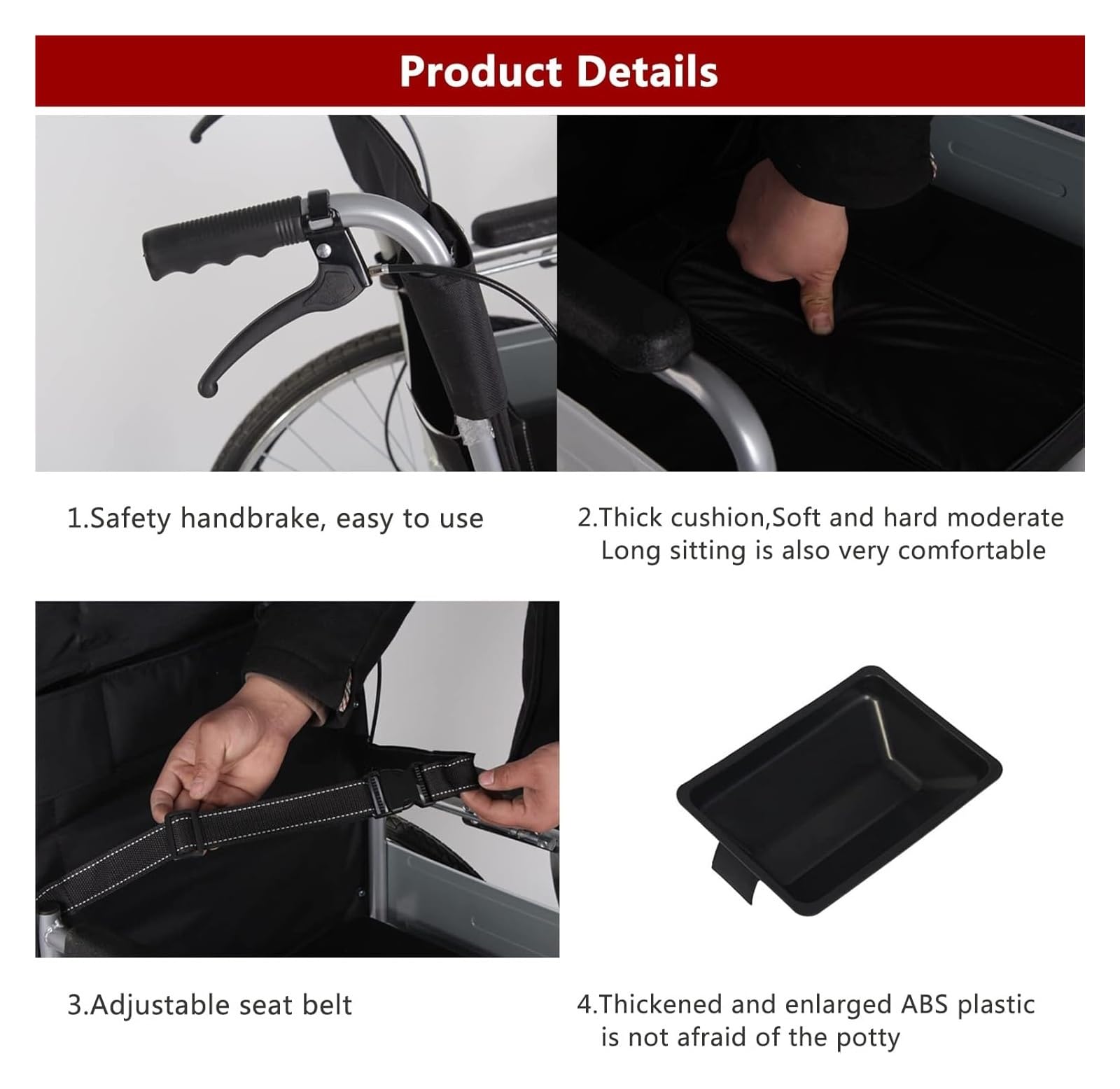 Silla De Ruedas Plegable Silla De Ruedas, Silla De Ruedas Manual Ligera, Silla De Transporte Plegable con Reposapiés, Compacta, Capacidad De Peso De 286 LB
