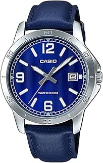 Casio MTP-V004L-2B Men's Standard Blue Leather Band Blue Dial Date Watch