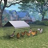 Hühnerstall 100x100x328Cm Metall Freilaufgehege Freigehege, Hühnerkäfig Kleintierstall Voliere Mit Dachplane, Heimtiergehege Für Hühner Geflügel Kleintiere