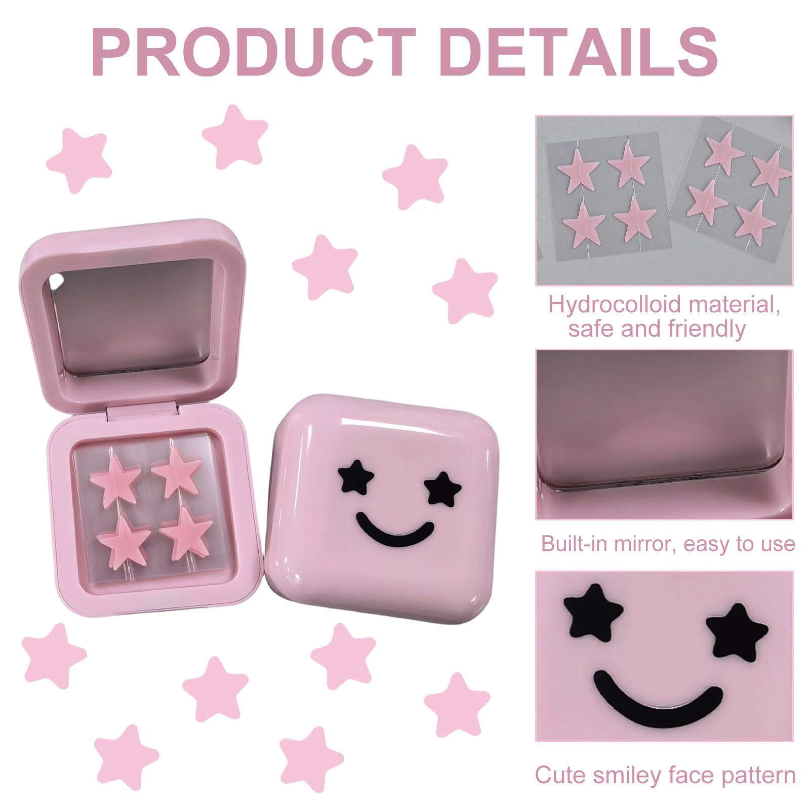 32 Pcs Hydrocolloid Pimple Patches, Cute Star Shaped Acne Zit Covers - Image 3