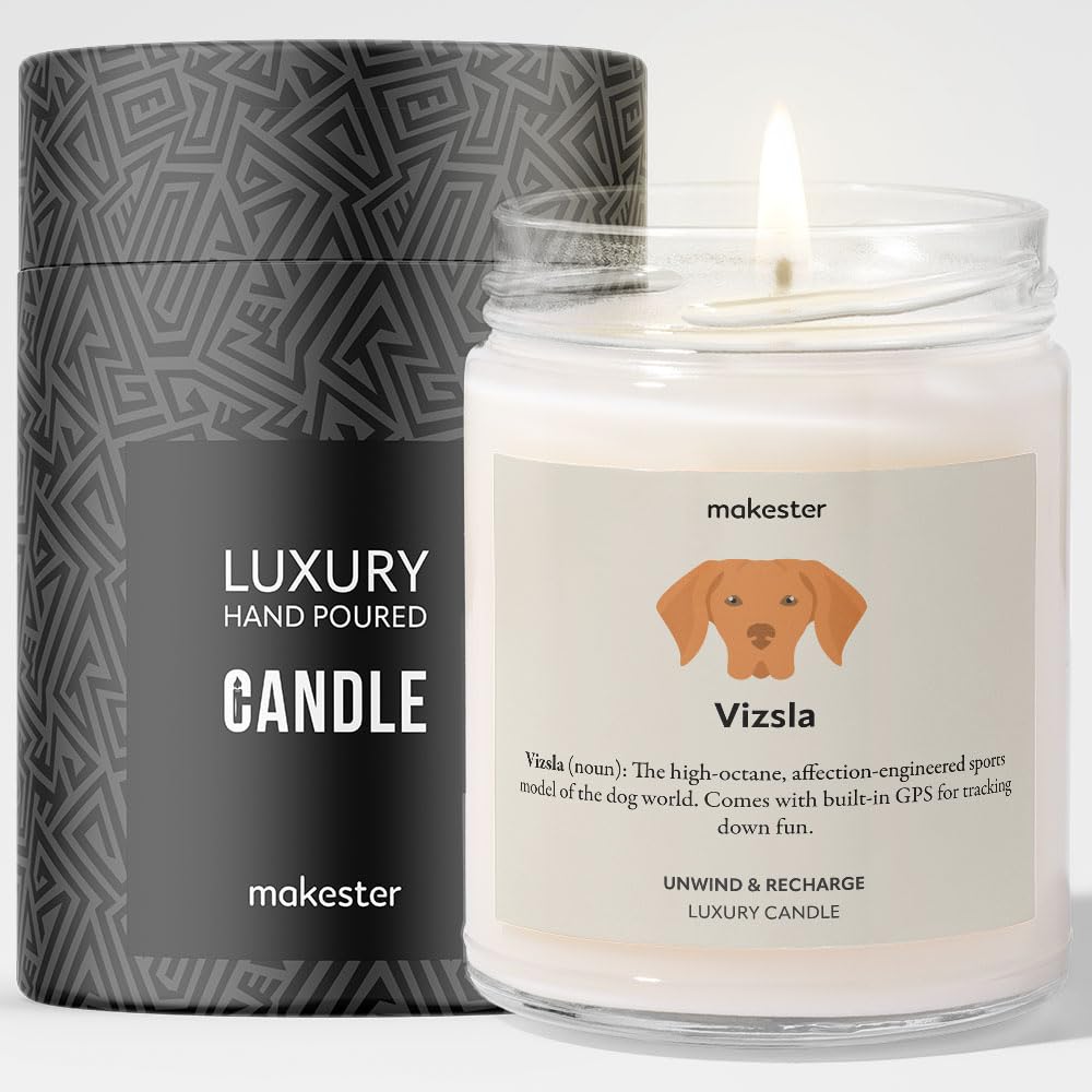 Vizsla Gifts - Luxury Soy Wax Candle - Vanilla, Jasmine, Sugared Almond - Makester
