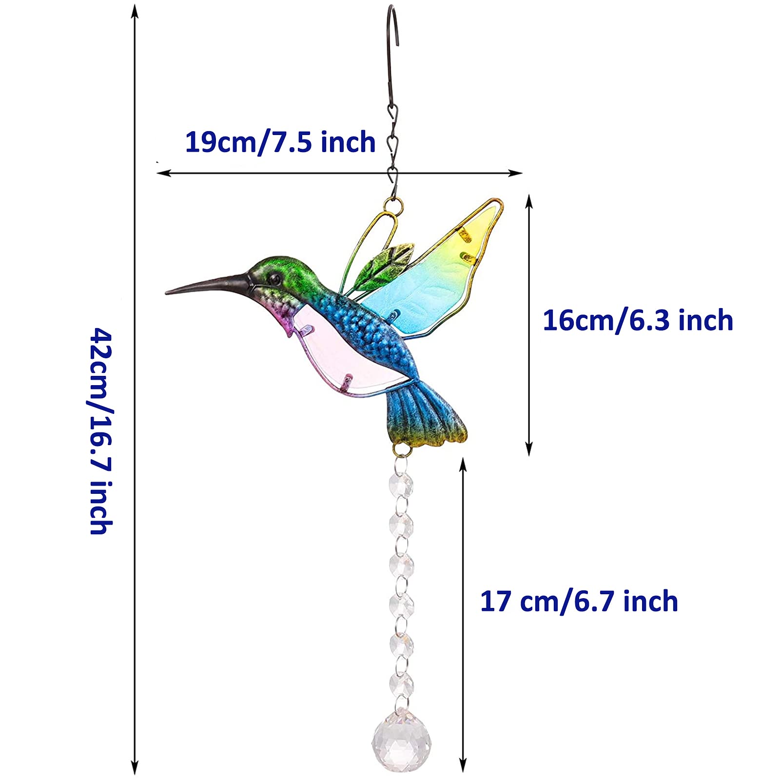 Décorations Oiseaux Colibri En Acrylique 2D - Sculptures Attrape-soleil Pour Jardin, étagère - 9