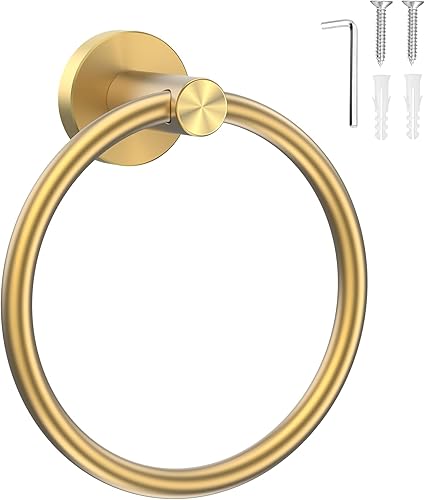 Miniatura 8 de SetSail - Soporte de toalla para pared de baño, anillo de toalla negro mate de acero inoxidable, soporte de toalla de mano resistente para baño