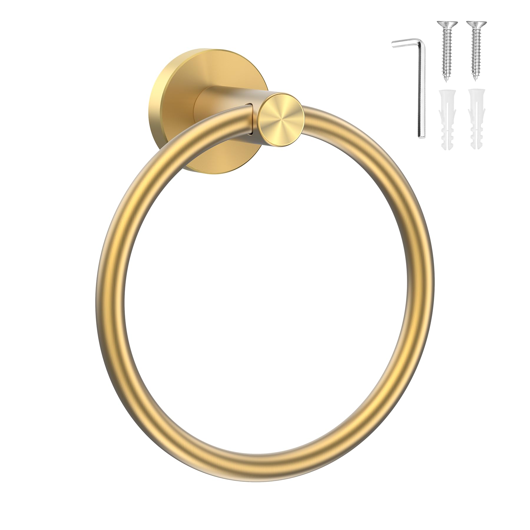 SetSail Towel Holder Screw-in Gold Towel Ring for Bathroom Wall Stainless Steel Hand Towel Holder for Bathroom, Kitchen Drill Hole