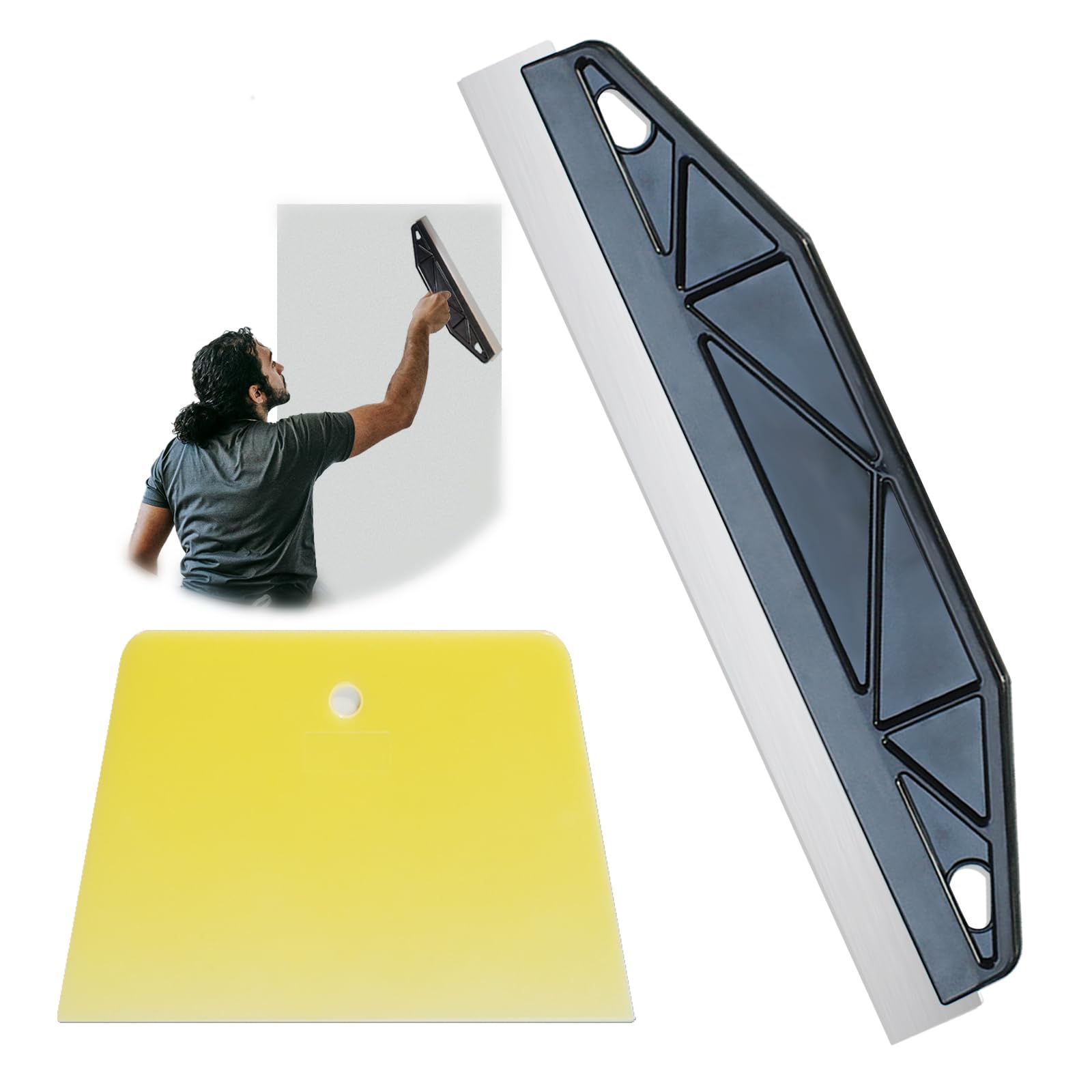Kit di Strumento per Lisciare Carta da Parati Nero, 2 Pezzi Spatola per Appendere Carta da Parati, Dritto Bordo Vernice Carta da Parati Raschietto, Multiuso Strumento per Prevenire Bolle Applicare