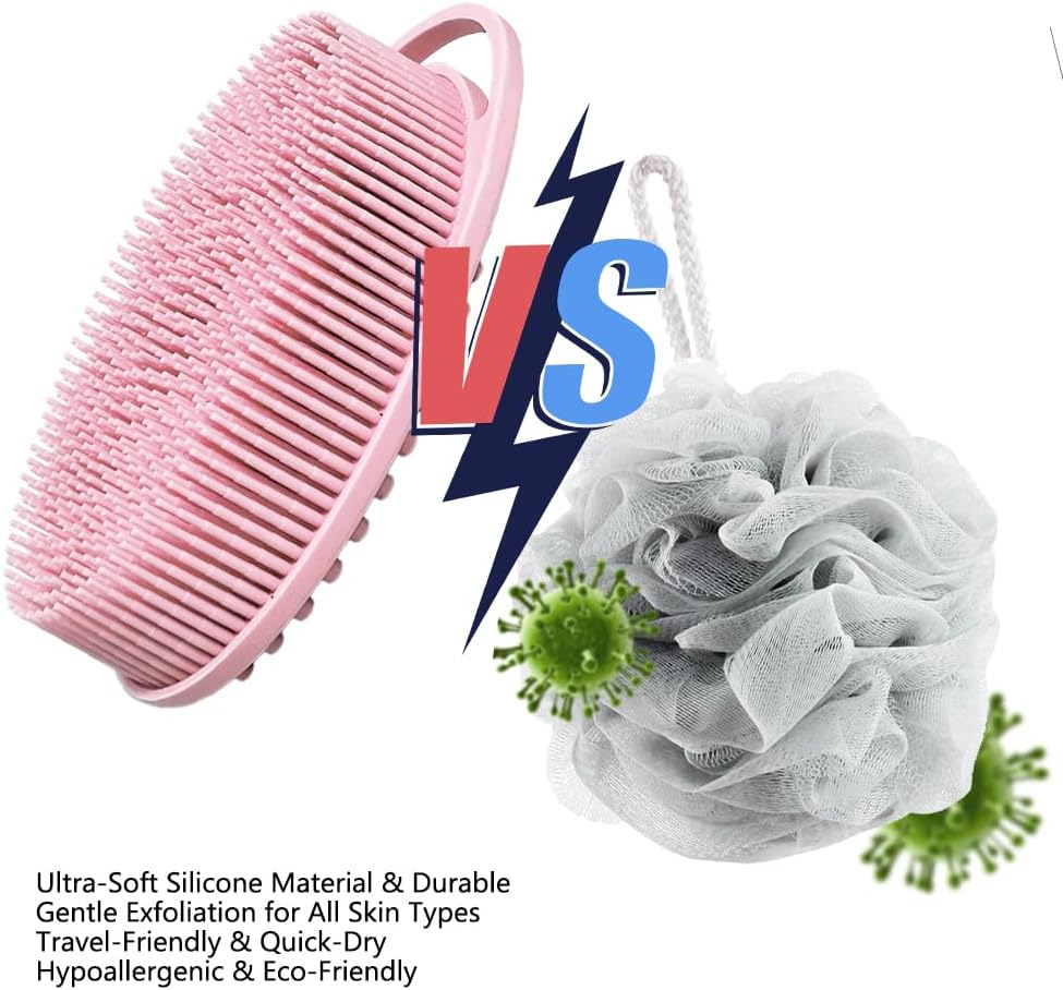 Silicone Body Scrubber Body Shower Bath and Shampoo Brush Shower Cleaning Gentle Exfoliating Use for All Skin Type Men & Women Light Blue image 5 of 5 B0FCXRKLSX