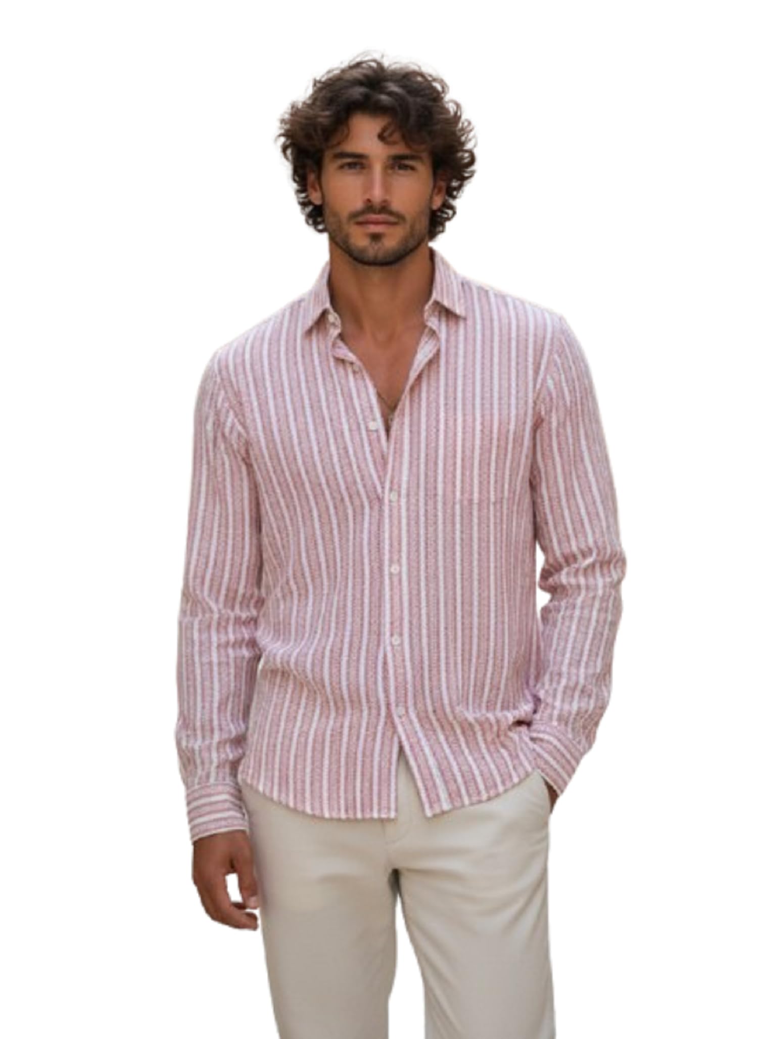 lymio Men Shirt | Men's Striped Button Down Shirt – Slim Fit Casual & Resort Wear Shirts for Men | Premium & Trendy | Summer and Vacation Ready (Crazy-Full)-picture-38