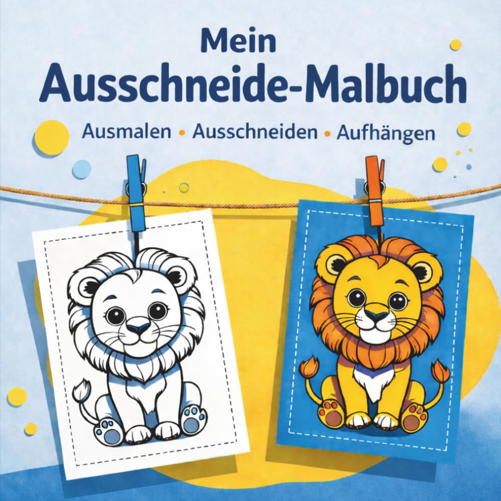 Ausschneide - Malbuch für Kinder ab 3 Jahren: Ausmalen, Ausschneiden und Aufhängen – Kreatives Beschäftigungsbuch für mehrere Kinder ohne Bildschirm