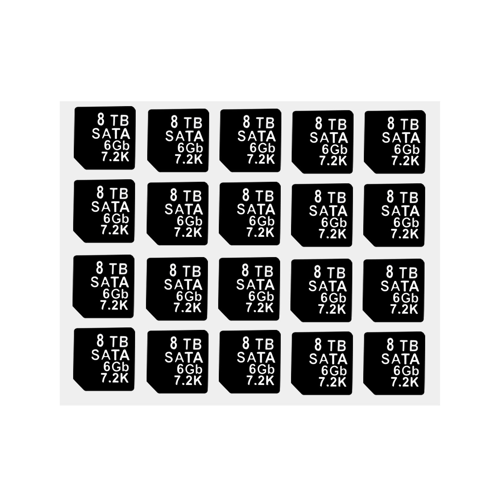 20PCS Capacity Sticker Label for Hard Drive Tray Caddy DXD9H 0DXD9H X7K8W 0X7K8W, Compatible for Dell PowerEdge 16th-14th Gen r740 r640 r440 r340 r750 r650 r550 r760 r660 r6625, 8TB, SATA, 6GB, 7.2K