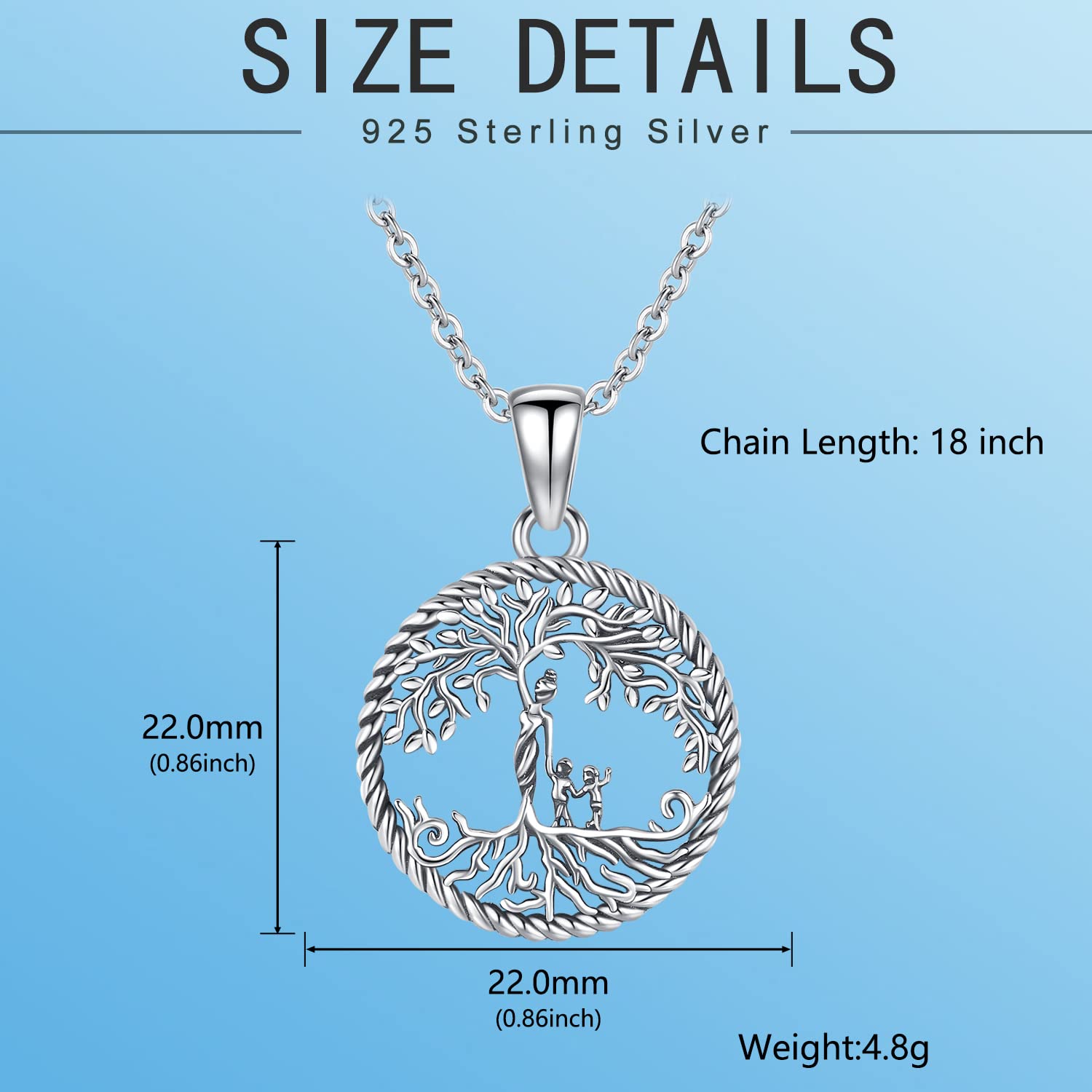 Collar para Madre Mujer Colgante Árbol de la Vida de Plata de Ley 925 Collar con Colgante de Madre e Hijos Familiar de Joyería Regalos para Mamá Hija Abuela Hermana Esposa