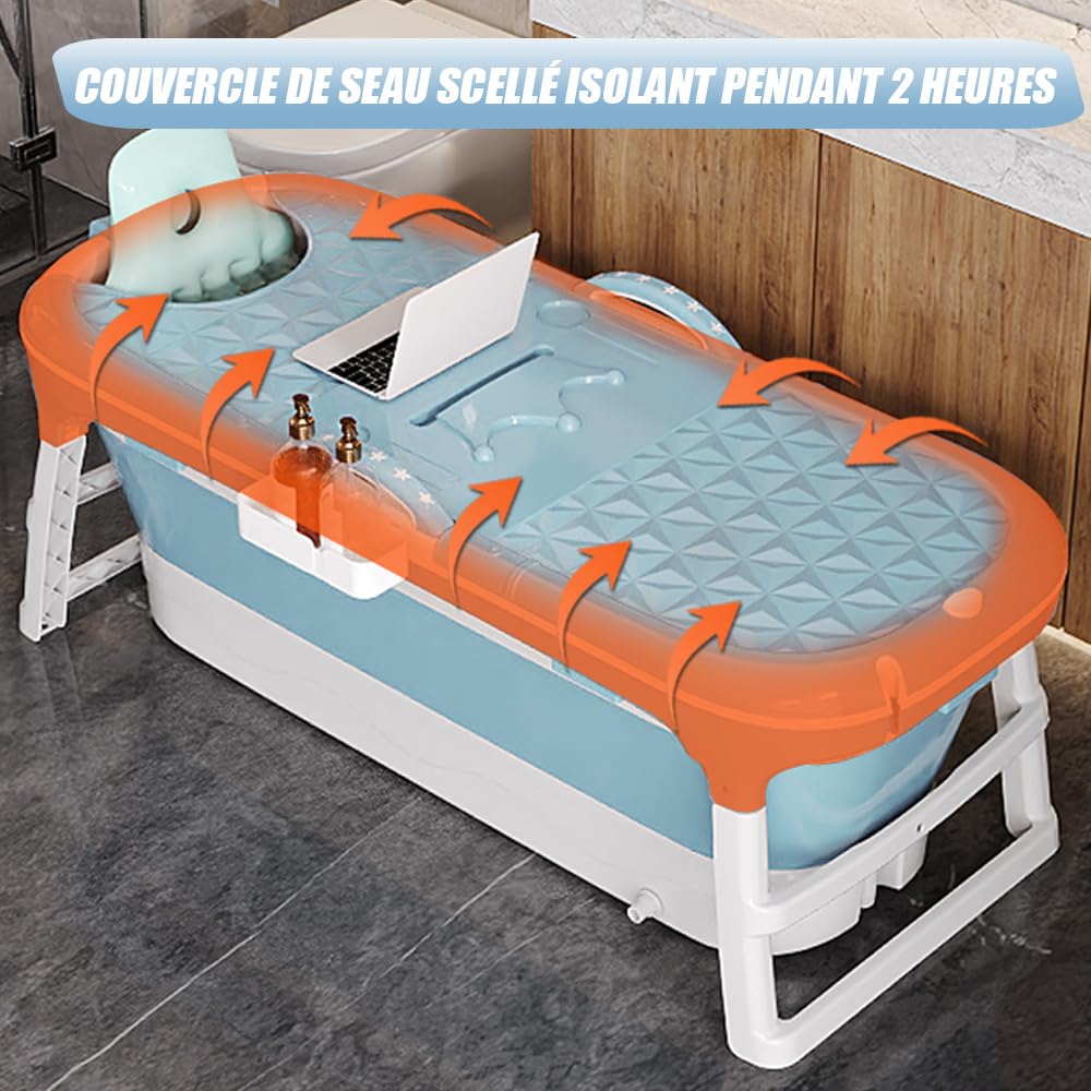 Baignoire de Massage Pliable pour Adultes, Double Fonction Bain et Vapeur, Baignoire pour Adulte Capacité 110 kg, pour Salle de Bain à Poser
