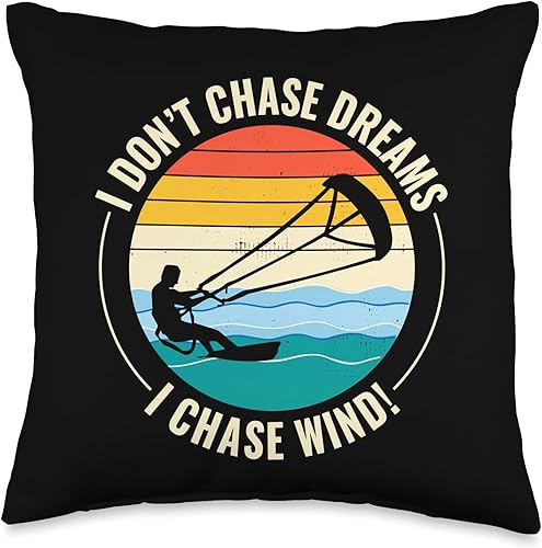 Kitesurfer Kiteboard Surf Surfer Surfing Sea Waves Kitesurf Kiteboarder Water Sports Throw Pillow, 16x16, Multicolor