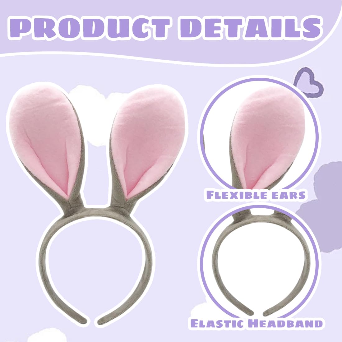 2 Pièces Bandeau oreilles de lapin et bandeau oreilles de renard, DéGuisement Enfant, Accessoires Carnaval, Bandeau Oreilles, Mignon Cosplay FêTe PâQues