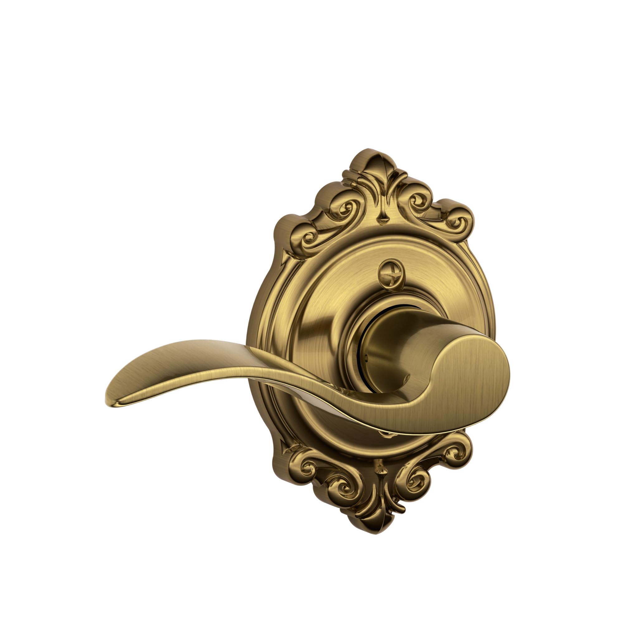 SCHLAGE Accent Lever with Brookshire Trim Non-Turning Lock in Antique Brass - Left Handed - F170 ACC 609 BRK LH