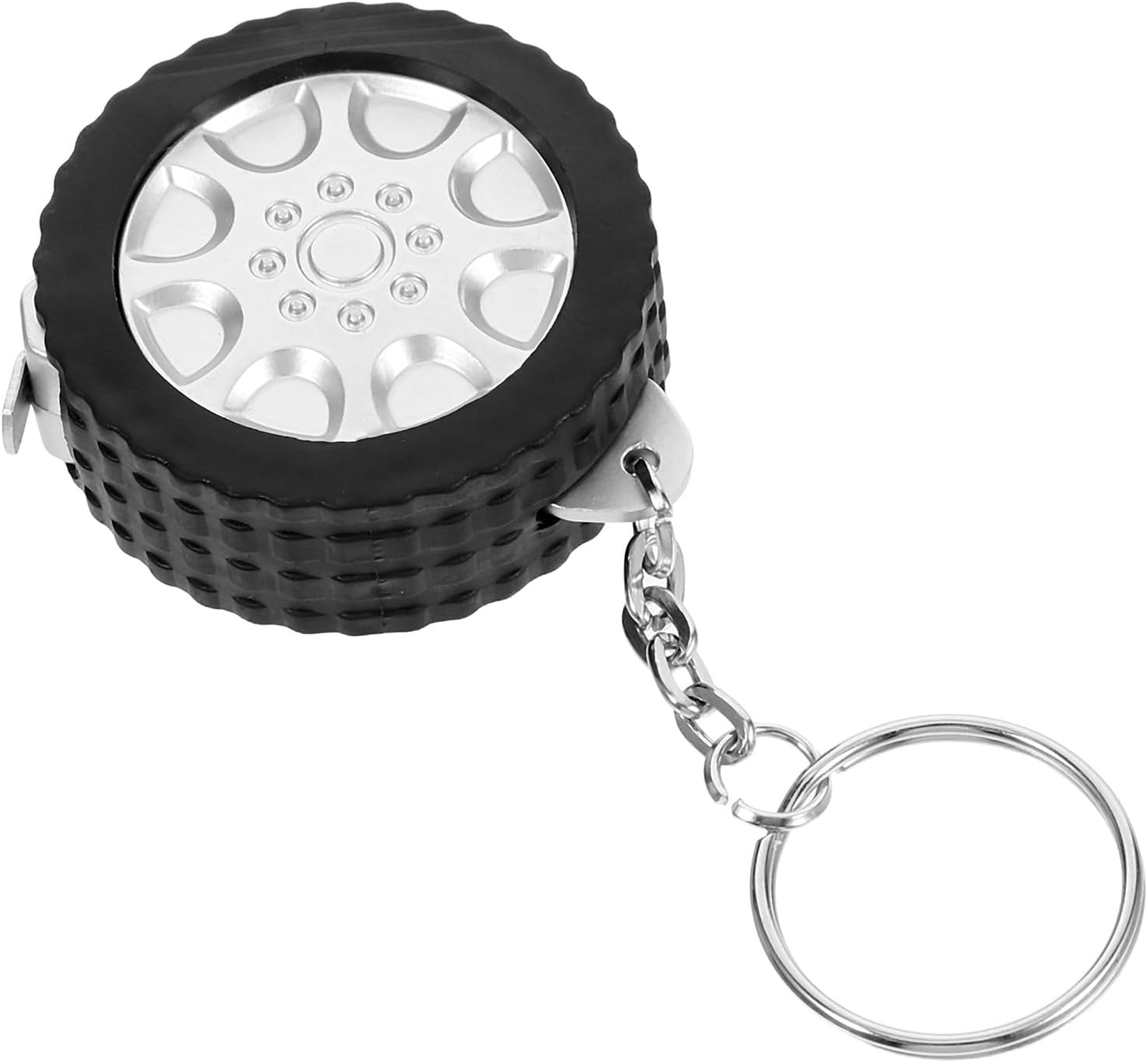 SUPVOX Mini Heat Transfer Tape Measure Keychain, Small Tire Shape Sublimation Keyring with Retractable Steel Tape, Portable Measuring Tool Pendant for DIY and Sewing Accessories