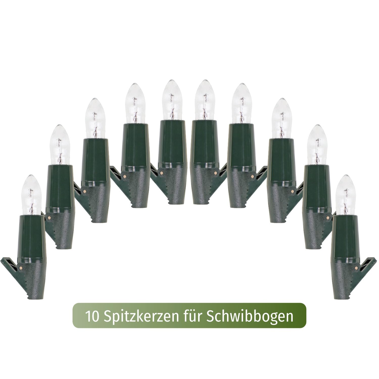CLGarden Original NARVA Schwibbogenkette mit 10 Spitzkerzen Ersatz Lichterkette für Schwibbogen Riffelkerzen Beleuchtung warmweiß