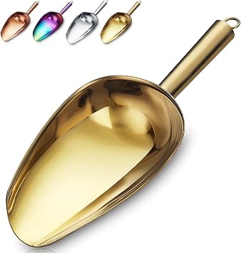 Gold Ice Scoop, Fashion Ice Cream Scoop, Premium Stainless Steel Cookie Scoop, Dog Food Scoop, Sturdy Flour Scoop, Utility Candy Scoop, Dishwasher Safe 8oz/9 Inch