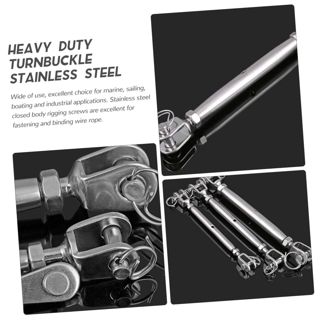 OSOLADY 2pcs Closed Turnbuckle Bolts Cable Turnbuckle Wire Rope Turnbuckle Heavy Duty Turnbuckle Heavy Duty Hook Turnbuckle Eye Cable Clamp Jaw and Jaw Turnbuckle Stainless Steel Silver