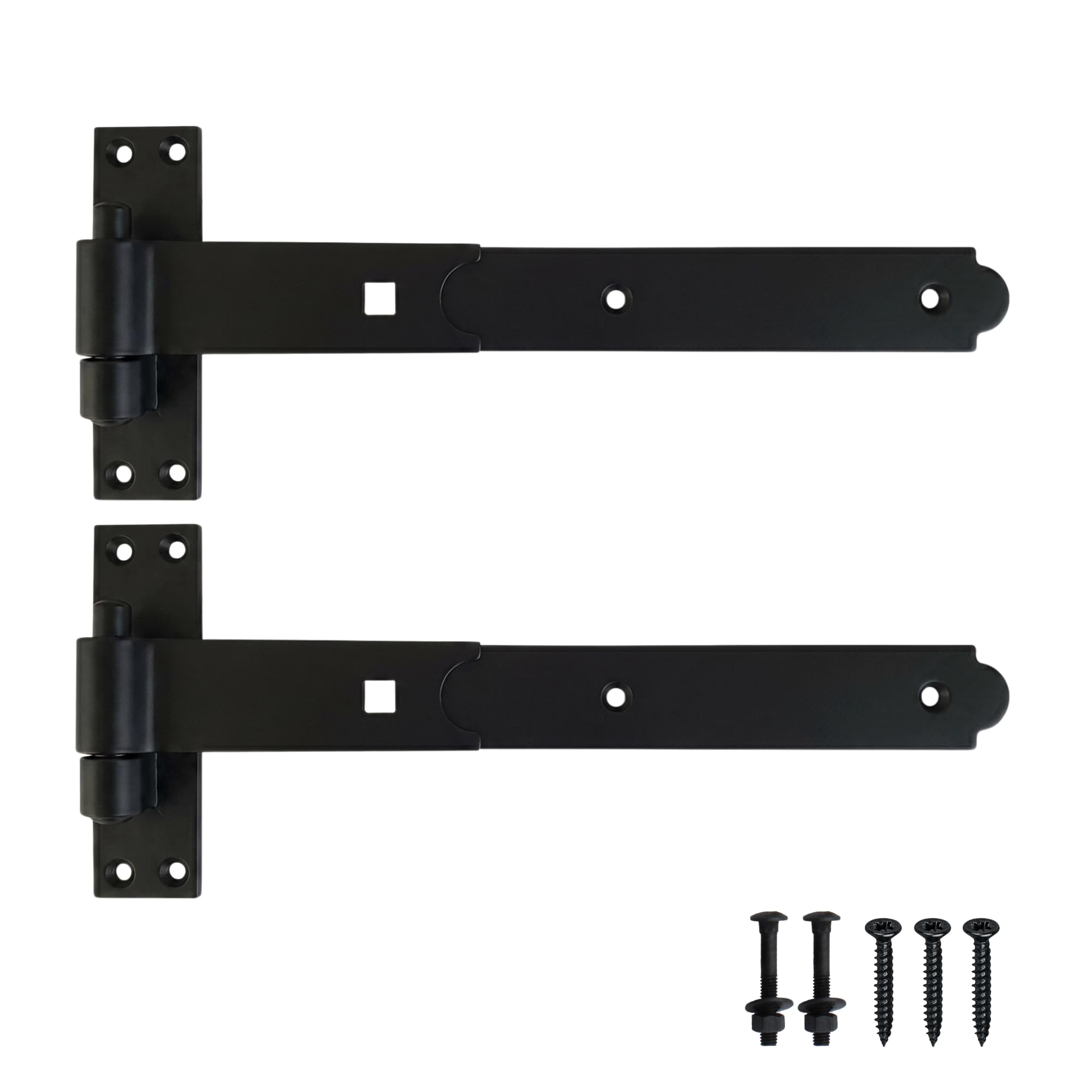 Keypak Antique Black 300Mm Hook And Band Hinges, Heavy Duty Straight Hook & Band Gate Hinge, Shed Door Hardware - Black