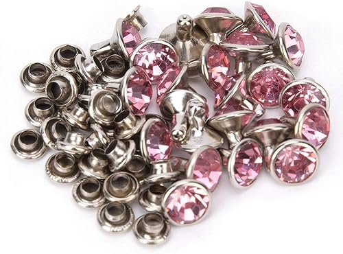 Juego de 50 remaches de diamantes de imitación, 0.315 in, diamantes de imitación de cristal sintético, coloridos remaches rápidos laterales