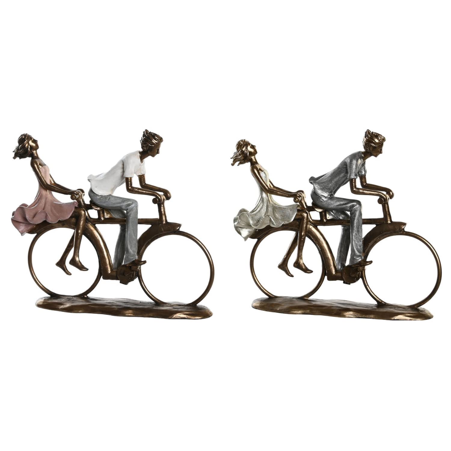 DKD Home Decor Decorative Figurine 27 x 9.5 x 23 cm Rose Gold White (2 Units)