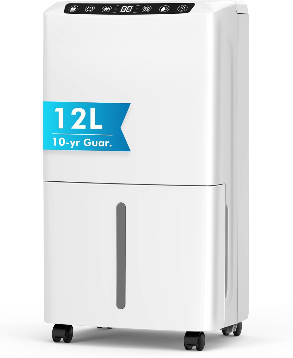 Dehumidifier 12L/Day, Dehumidifiers with Automatic Humidity Sensor 2026 Upgrade 2.5L Tank, Laundry Drying, Dehumidifiers for Home Energy Efficient, 24h Timer, Digital Display, Drain Hose