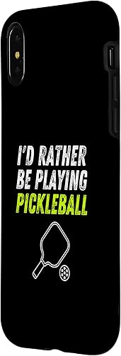 Miniatura 8 de Funda divertida para iPhone 13 Pro Max con texto en inglés "I'd Rather Be Playing Pickleball"
