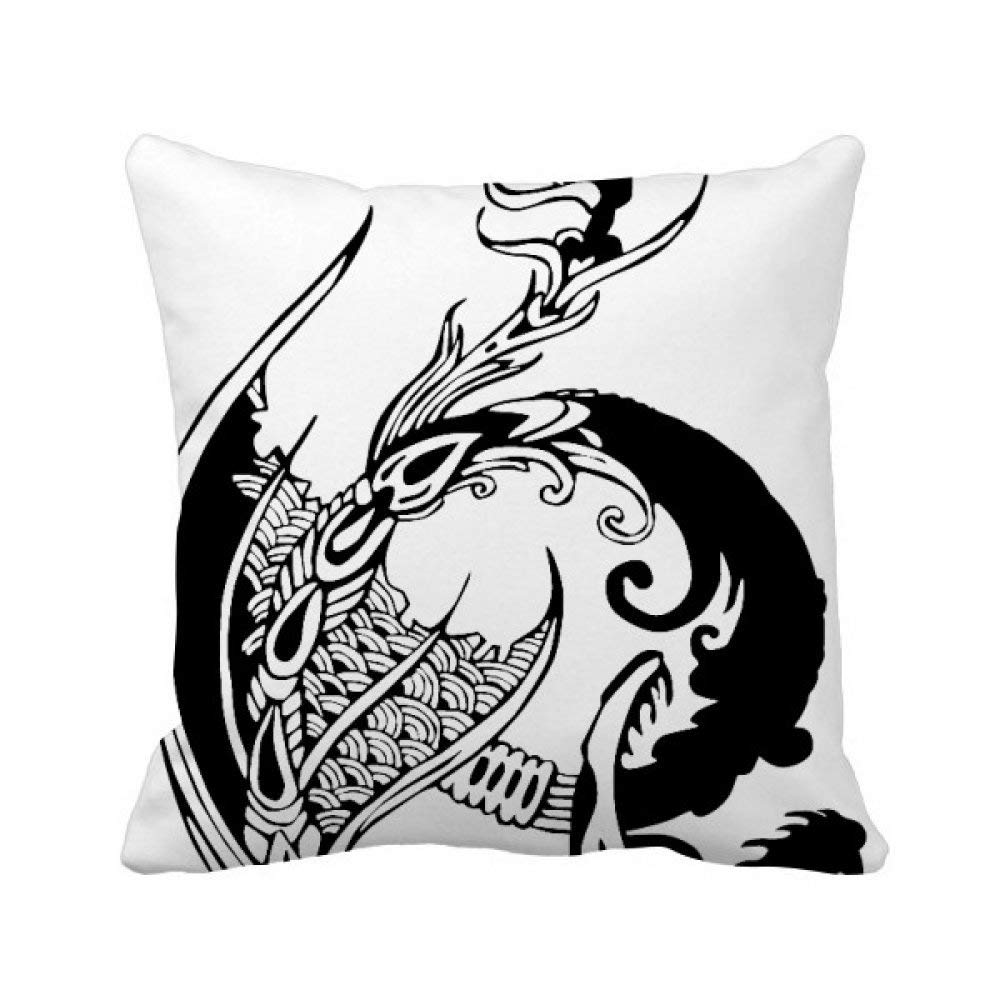 Housse de coussin dragon porcelaine carrée traditionnelle asiatique