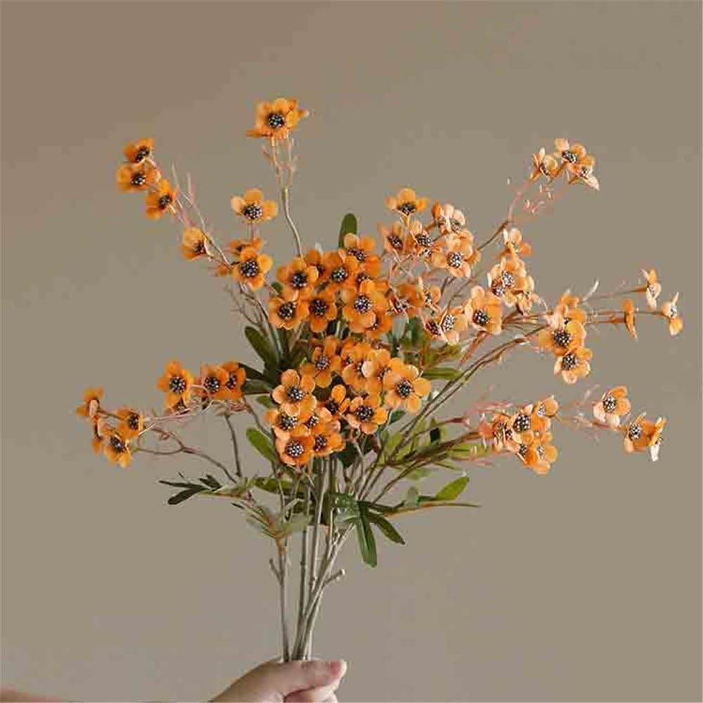 Sztuczne kwiaty White Ceramic Vase Yellow Small Plum Fake Flowers Simulation Flower Arrangement Indoor Sztuczne kwiaty