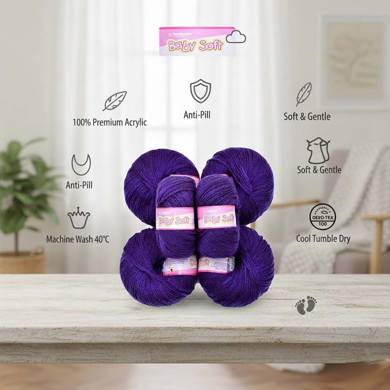 Image of Vard hman 100% Acrylic Wool Falsa (14 pc) Baby Wool Wool Ball Hand Knitting Wool /Art Craft Soft Fingering Crochet Hook Yarn, Needle Knitting Yarn Thread Dye W PTA