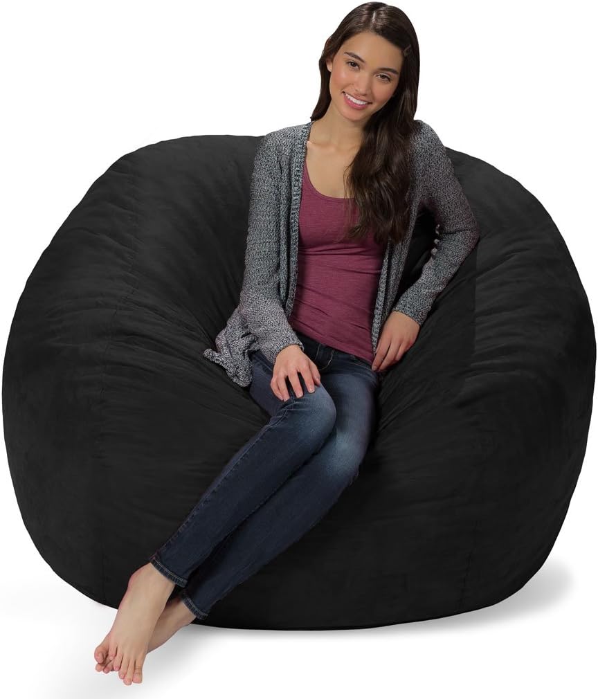 Comfy Sacks Memory Foam Bean Bag Chair, Jet Black Cords
