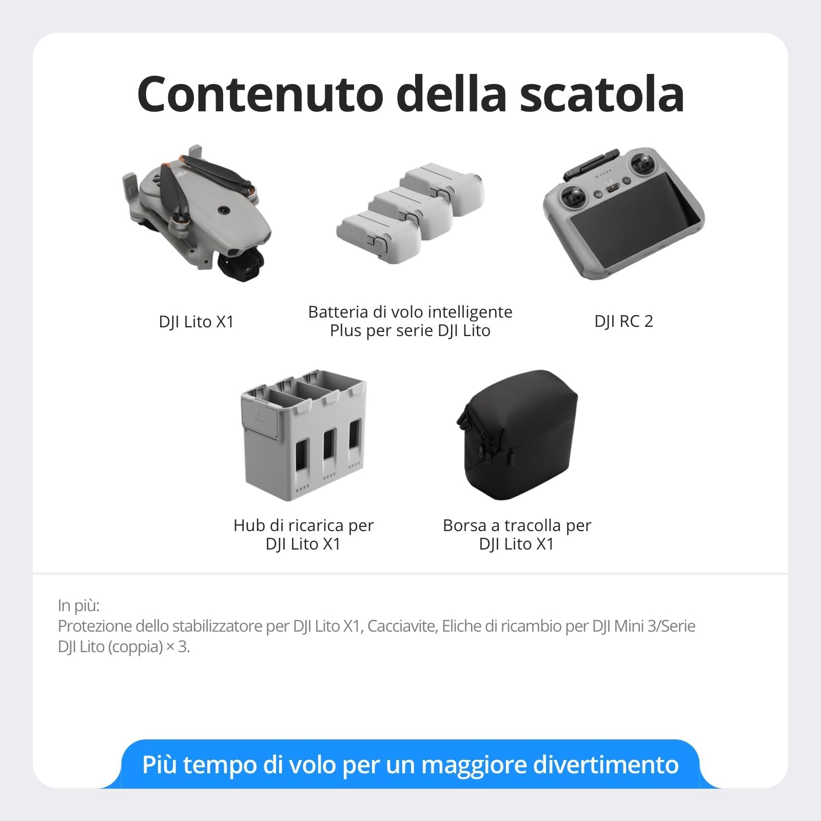 DJI Lito X1 Combo Fly More Plus Bundle, drone con fotocamera 4K, rilevamento degli ostacoli, ActiveTrack, sensore da 1/1,3 pollici, C1 (Lito X1 Fly More Combo Plus)