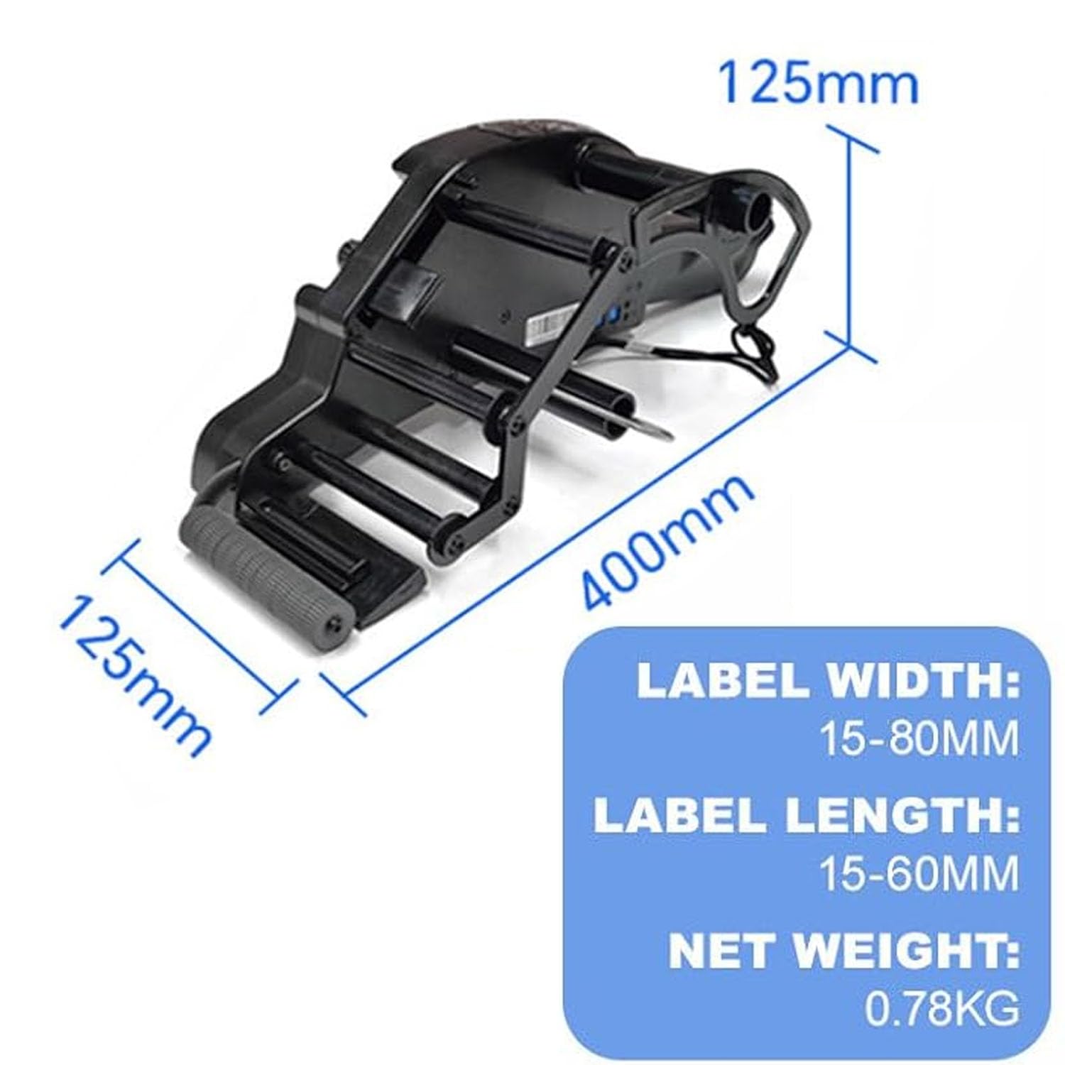 Applicatore di etichette elettrico portatile, etichettatrice adesiva portatile con 2 batterie ricaricabili, larghezza etichette 15-80 mm, lunghezza 15-60 mm, supporta varie forme