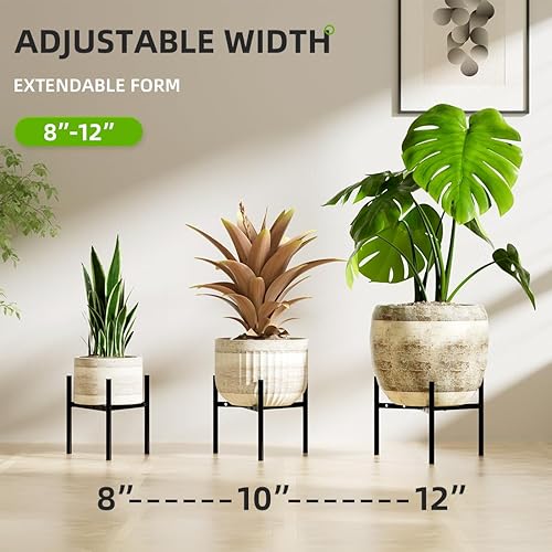 Miniatura 3 de Soporte para macetas ajustables para interiores, soporte de metal para plantas al aire libre, soporte de metal negro antioxidante para esquinas