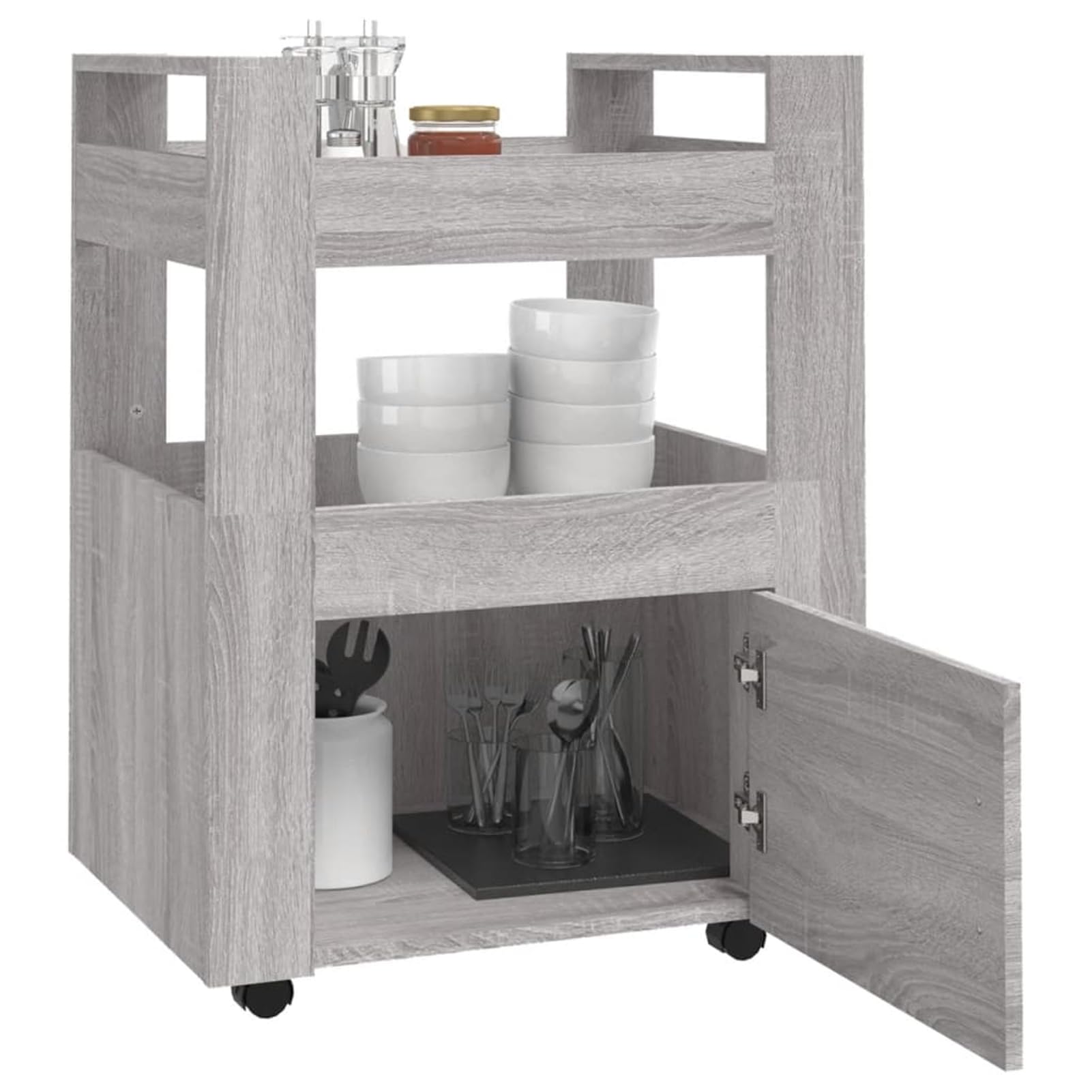 Küchenwagen Holzwerkstoff Grau Sonoma 60x45x80 cm - Praktisch für Küchenorganisation 816830