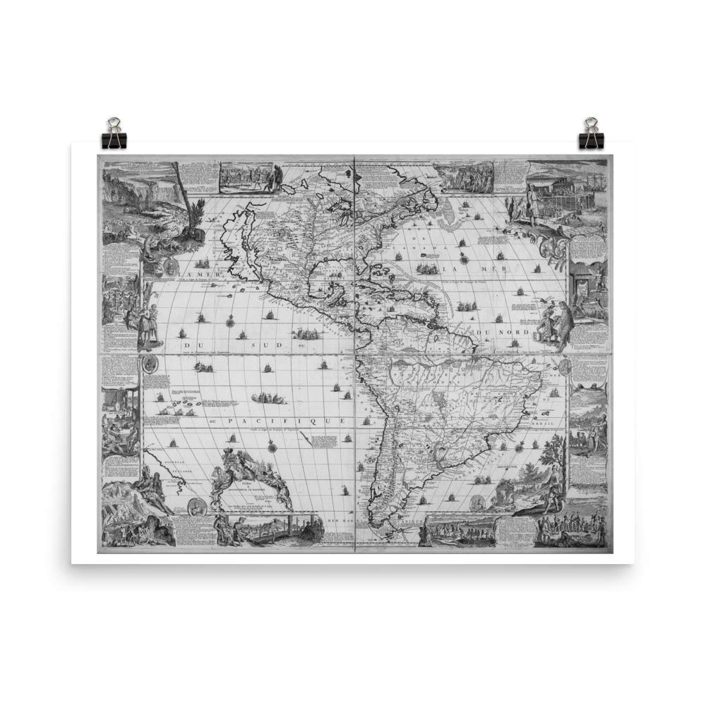 Carte de l'Amérique ancienne de Nicolas de Fer, poster d'art de prestige