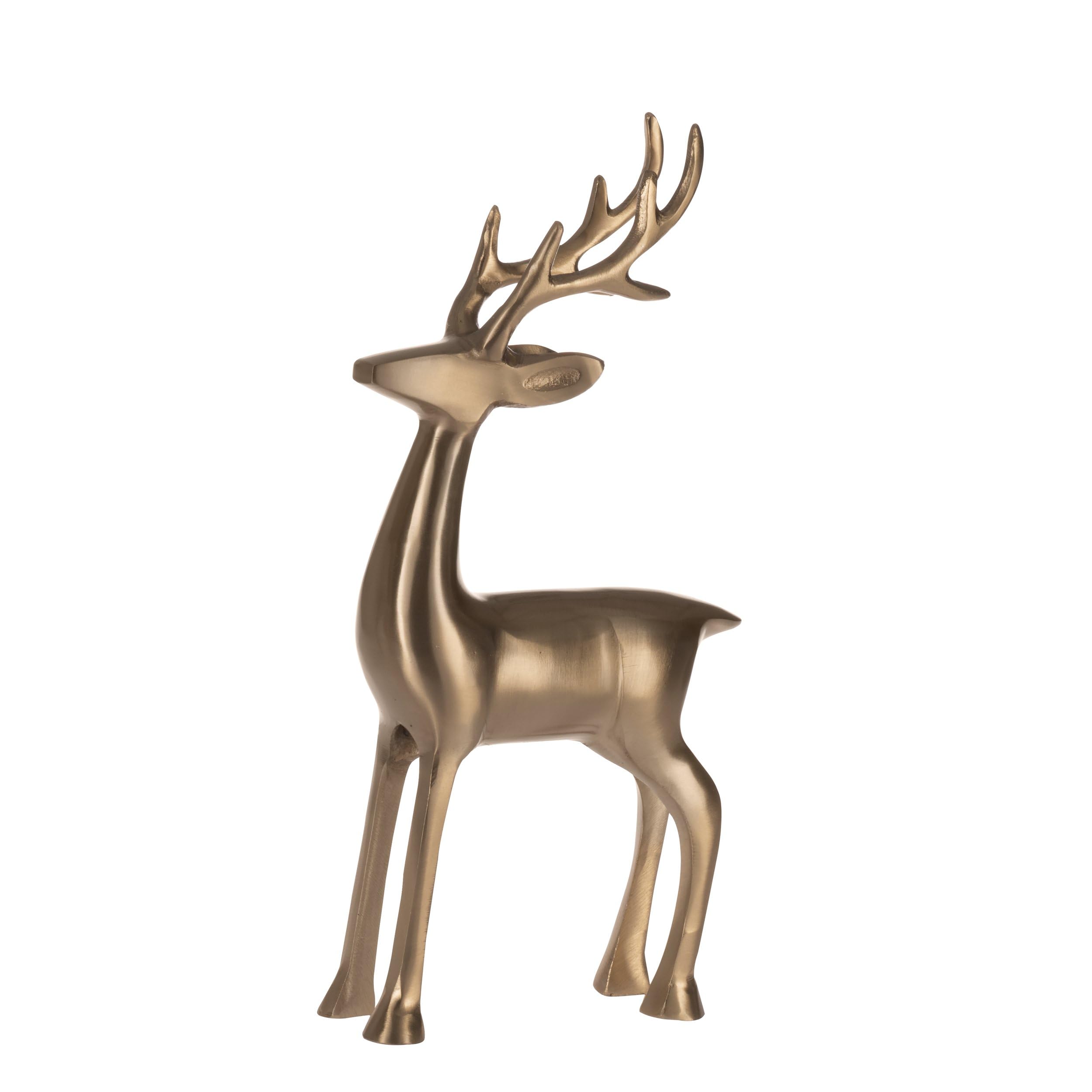 EGLO LIVING Deko Rentier Baligian, Weihnachtsdeko elegant | Tischdeko Weihnachten Wohnzimmer, Weihnachtsfigur Hirsch Reh, Metall in Gold, H 35 cm