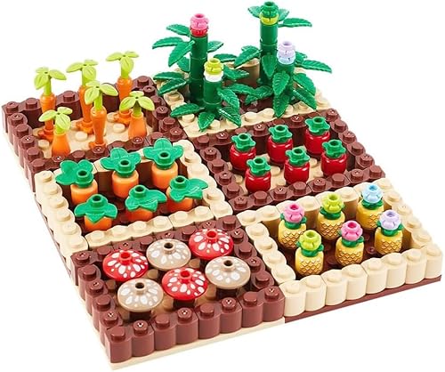 General Jim's Parcela de jardín de verduras y colores brillantes, juego de juguete de 165 piezas, 6 secciones modulares, bloque de construcción,