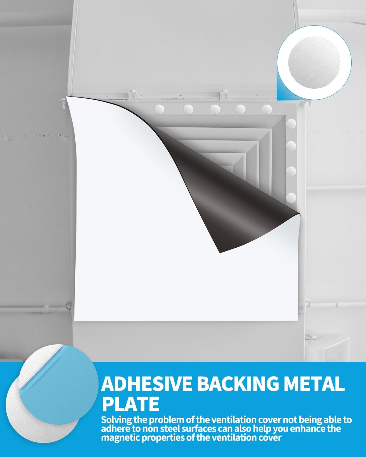 24 Pack Adhesive Metal Plates for Magnetic Mount, 1.57in Metal Strips for Magnets, Round Steel Sheets for Non-Steel Vents (Round) image 4