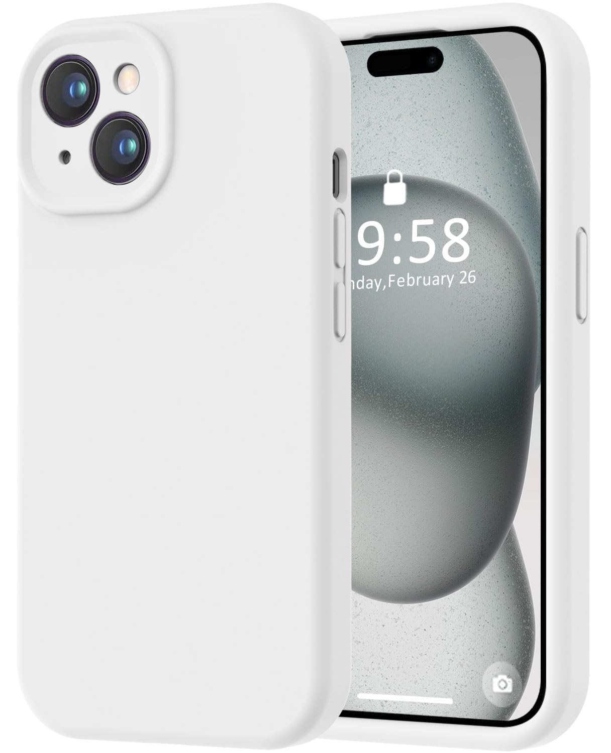 LOVE 3000 Compatible with iPhone 15 Case, [Smooth Silicone Full Coverage Camera] [8ft Drop Protection], Soft Microfiber Lining Full Body Protective